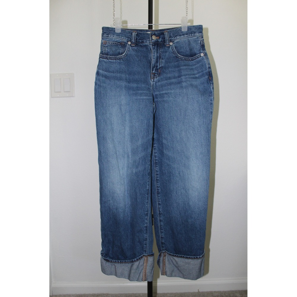 Madewell Medium Wash Wide Leg Cuffed Jeans